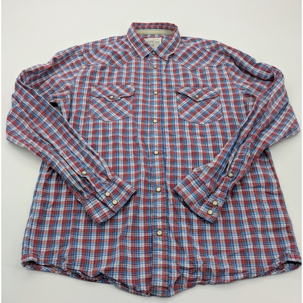 Aeropostale Shirt Men's Large Long Sleeve Western Style Pearl‎ Snaps Button Up